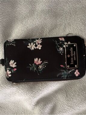 kate spade Black Floral Zip Wallet